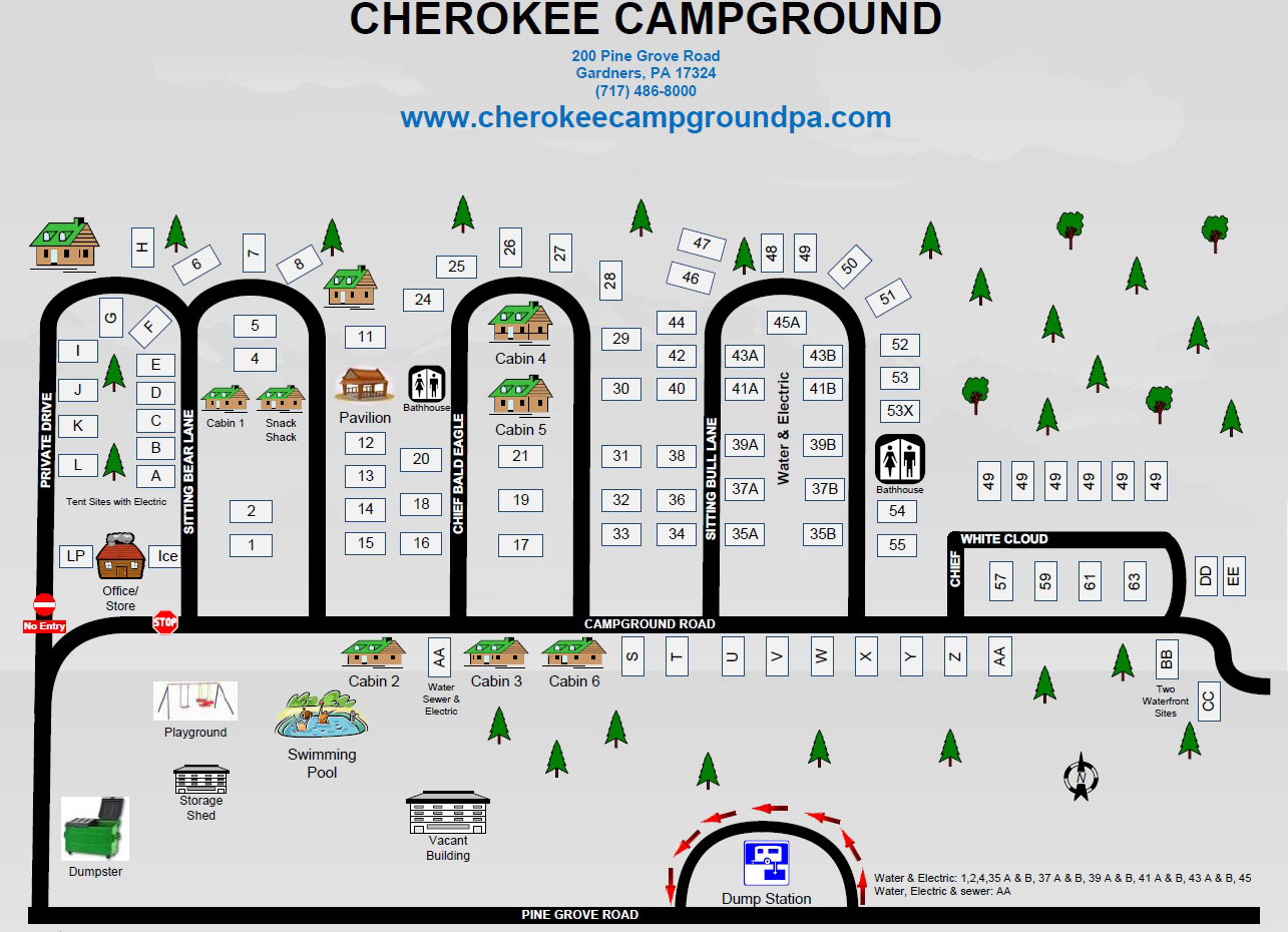 Cherokee Campsite Map